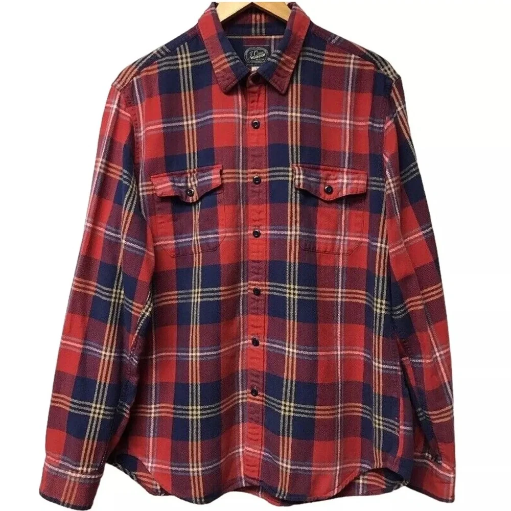 J Crew New York Sportsmen Outfitter Shirt Mens  Sz S Plaid Red Blue
